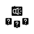 responses to media inquiries glyph icon vector illustration