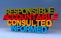 responsible accountable consulted informed on blue Royalty Free Stock Photo