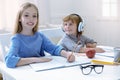 Responsible brother and sister doing their homework Royalty Free Stock Photo