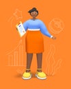 Responsible business woman - realistic colorful 3d illustration