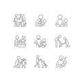 Responsible parenthood linear icons set