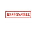 RESPONSIBLE RED SQUARE RUBBER SEAL STAMP WITH TEXT