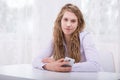 Responsible teenager with mobilephone Royalty Free Stock Photo