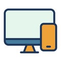 Responsive adaptive mobile desktop single isolated icon with filled line style