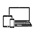 Responsive design laptop, tablet and smartphone screen icon