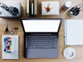 Responsive design mockup laptop top view. Royalty Free Stock Photo