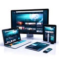 Responsive design mockup of a website on different devices Royalty Free Stock Photo