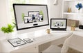 responsive devices on home office setup Royalty Free Stock Photo