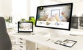 responsive devices with ux design website in loft office mockup