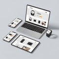 Responsive E-commerce Mockup on Multiple Devices Royalty Free Stock Photo