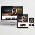 Responsive e-commerce website for artisan coffee beans Royalty Free Stock Photo