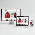 Responsive E-commerce Website Mockup on Devices Royalty Free Stock Photo
