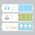 Responsive flat navigation banners with icons for templates Royalty Free Stock Photo