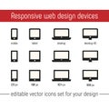 Responsive icon vector images. Flat responsive design icons vector. Responsive icon vector images set for website, app