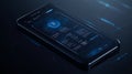 Futuristic Smartphone Interface Design Modern App Blue Technology Digital Screen UI UX Dark Neon Royalty Free Stock Photo