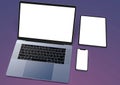 Responsive site mock-up - MacBook, iPhone, iPad Royalty Free Stock Photo