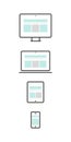 Responsive web design. Device: desktop computer, laptop, tablet and smartphone. Web development, user experience. Vector Royalty Free Stock Photo