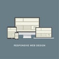Responsive web design grid and flat icons vector