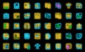 Responsive web design icons set vector neon Royalty Free Stock Photo