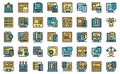 Responsive web design icons set vector line color Royalty Free Stock Photo