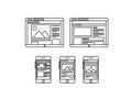 Responsive web design layouts on multiple devices Royalty Free Stock Photo