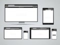 Responsive web design mockup across multiple devices desktop tablet smartphone screens Royalty Free Stock Photo