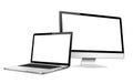 Responsive web design monoblock computer display with laptop isolated Royalty Free Stock Photo