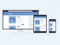 Responsive web design showcase across desktop tablet and smartphone devices mockup Royalty Free Stock Photo