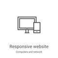 responsive website icon vector from computers and network collection. Thin line responsive website outline icon vector Royalty Free Stock Photo