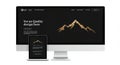 Responsive website mockup featuring mountain logo on desktop and tablet screens Royalty Free Stock Photo