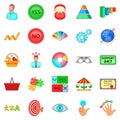 Responsiveness icons set, cartoon style