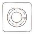 Lifebuoy Icon in a light brown frame. Vector graphics.