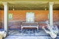 Rest area with bench in Marston House Museum & Gardens. San Diego, CA