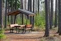 Rest area in the forest besides the highway Royalty Free Stock Photo