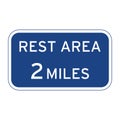 Rest area 2 miles road sign. Vector illustration decorative design Royalty Free Stock Photo