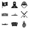 Rest in army icons set, simple style Royalty Free Stock Photo