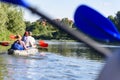 Rest with boats on the river Dniester, ukraine, May Royalty Free Stock Photo