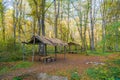 Rest and camping place in forest. Nature relax Royalty Free Stock Photo