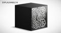 Rest of the cube is solid black providing contrast to the metallic Royalty Free Stock Photo