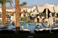 Rest in Egypt hotel. Beautiful view and comfortable stay at the sea Royalty Free Stock Photo