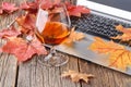 Rest in the evening after work a glass of cognac with fruit near Royalty Free Stock Photo