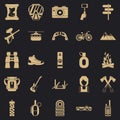 Rest by the fire icons set, simple style Royalty Free Stock Photo