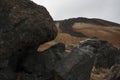 Rest of the latest lava flow with giant black rocks in the Teide national Park