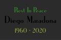 Rest in Peace Diego Maradona typography dark background vector design. Maradona was born in 1960 and died in 2020