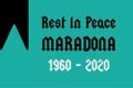 Rest in Peace Diego Maradona typography vector design. Maradona was born in 1960 and died in 2020