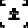 Rest in peace grave cross seamless cemetary pattern for design. Royalty Free Stock Photo