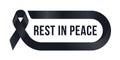 Rest in peace text in black ribbon are roll frame vector design