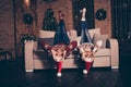 Rest, relax, chill, noel christmastime concept. Full length, leg Royalty Free Stock Photo