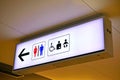 Rest room for male and female plus disabled and infants lighted signage at subway in Nara, Japan