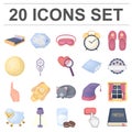 Rest and sleep cartoon icons in set collection for design. Accessories and comfort vector symbol stock web illustration. Royalty Free Stock Photo